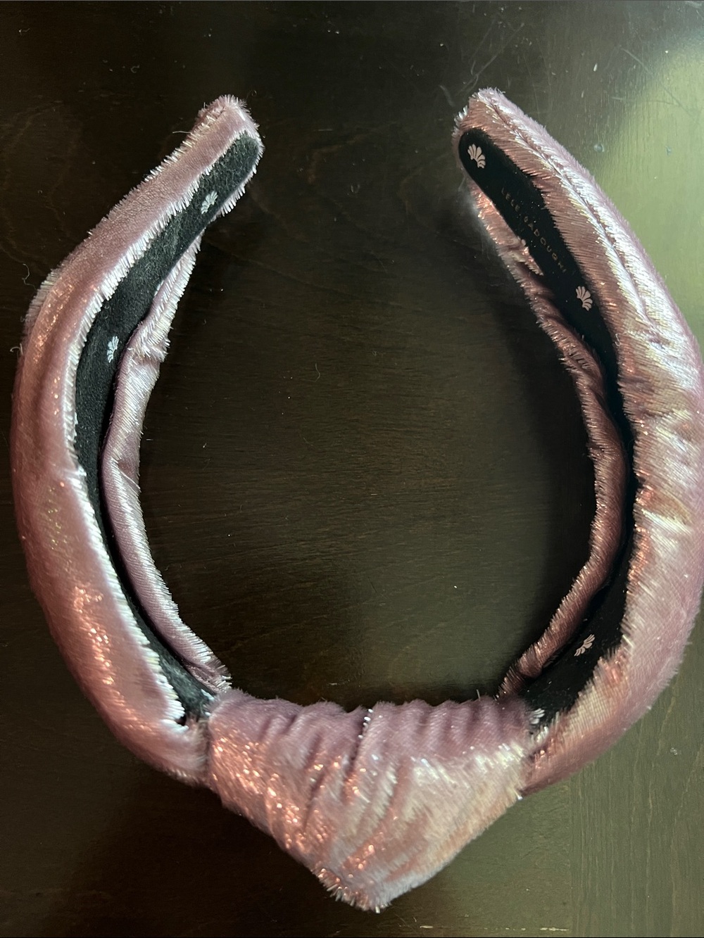 Lele Sadoughi Knotted Shimmer Velvet Headband in Lilac
